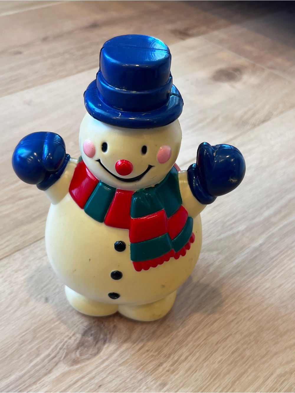 Retro Snowman Christmas Decor 8.5” Vintage Style Plastic Holiday Figure